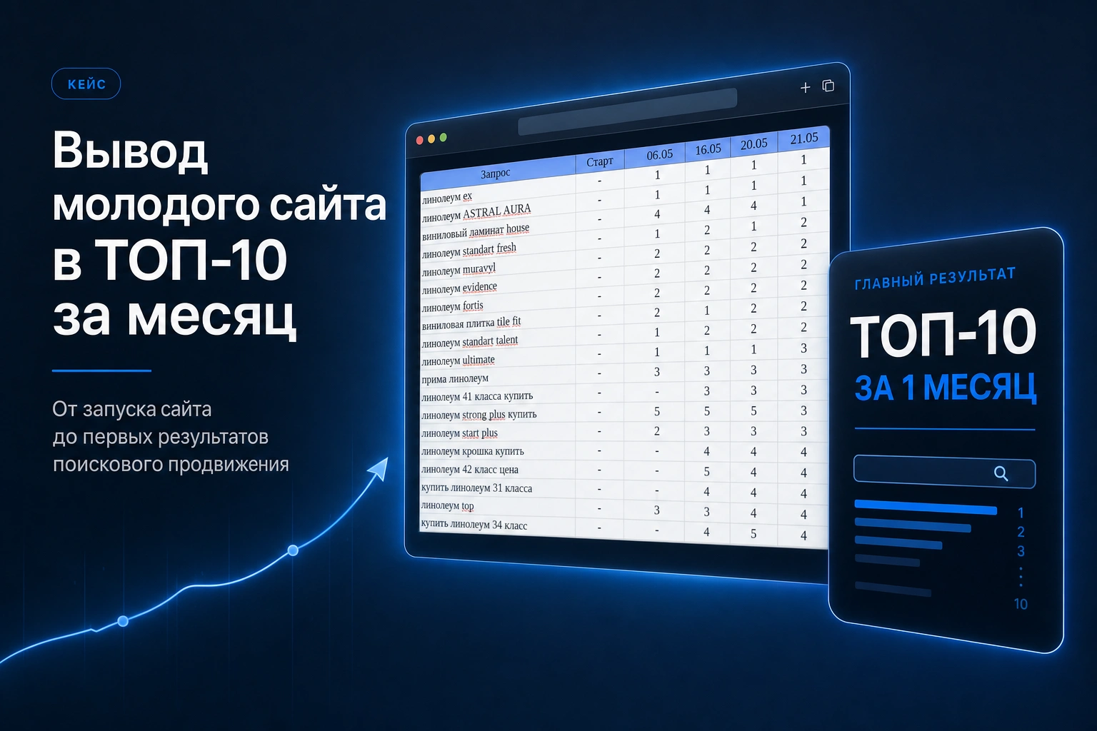 SEO-вывод нового сайта в ТОП-10 за месяц